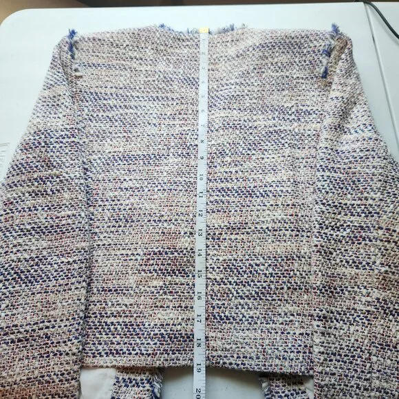 Sandro Paris Tweed Patches Tricolor Cardigan Blazer JacketPatriotic colorway